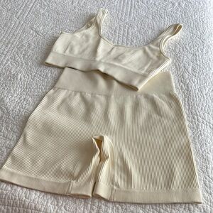 Women's Cream Ribbed  Set